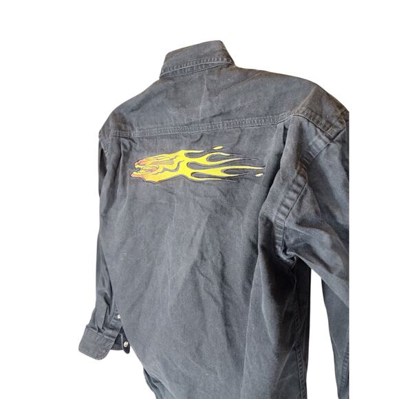 Vintage Arctic Cat Button Up Shirt Mens Large Flame Logo Snowmobile Racing Y2K - Picture 13 of 16
